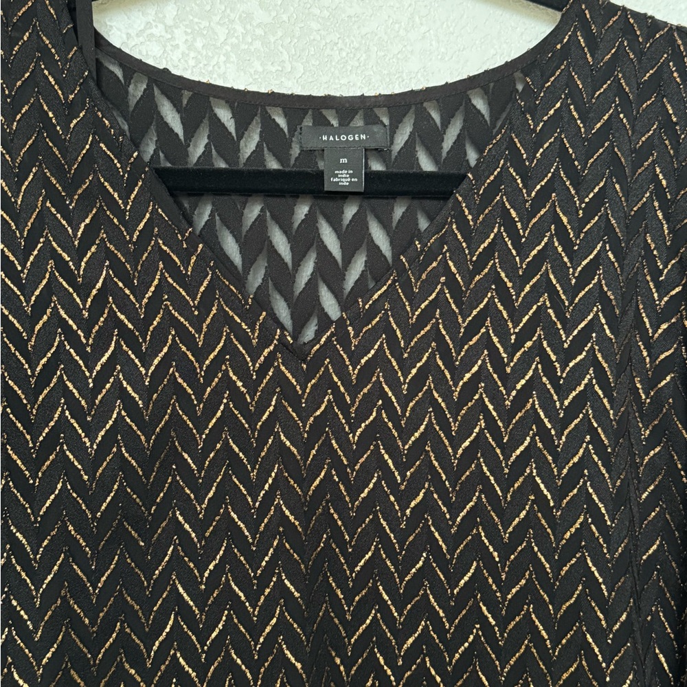 Halogen Black Top with Gold Chevron Design